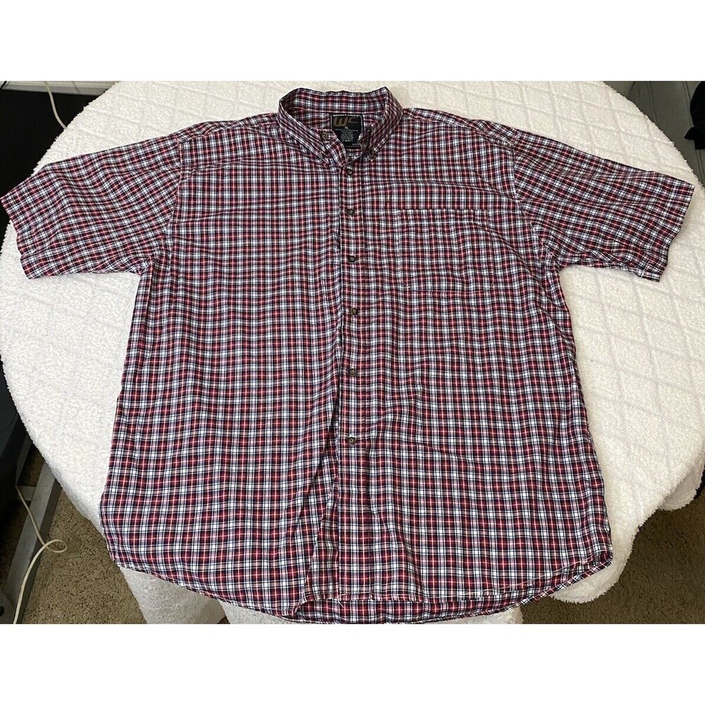 Walnut Creek Men’s Red Check Short Sleeve button up shirt Size XL